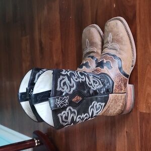 J.B. Dillon Reserve Western Boots Size 7.5 EE Mens Brown Black Square Toe Boots